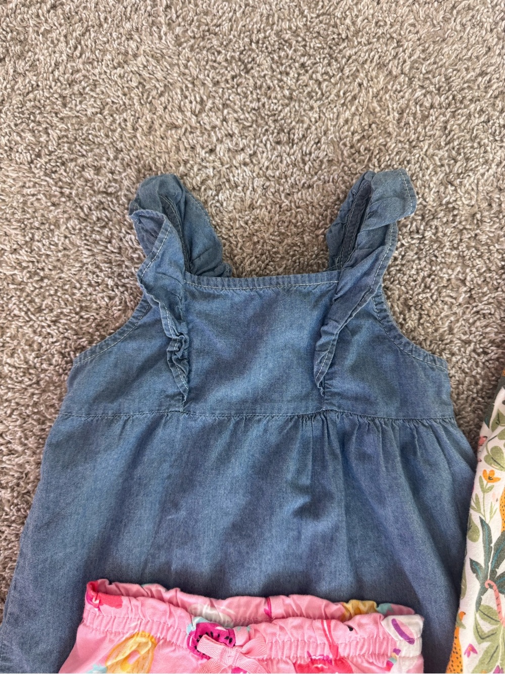 Carter’s Toddler Girl Outfit Bundle 24M Denim Top Jungle Dress Pink Shorts - Picture 4 of 13